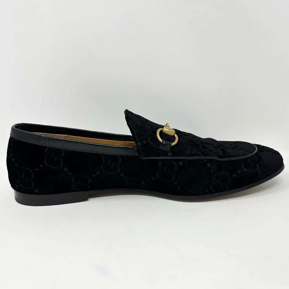 Gucci Jordaan GG Velvet Horsebit Loafers Black Nero/Nero Men’s Size 9.5